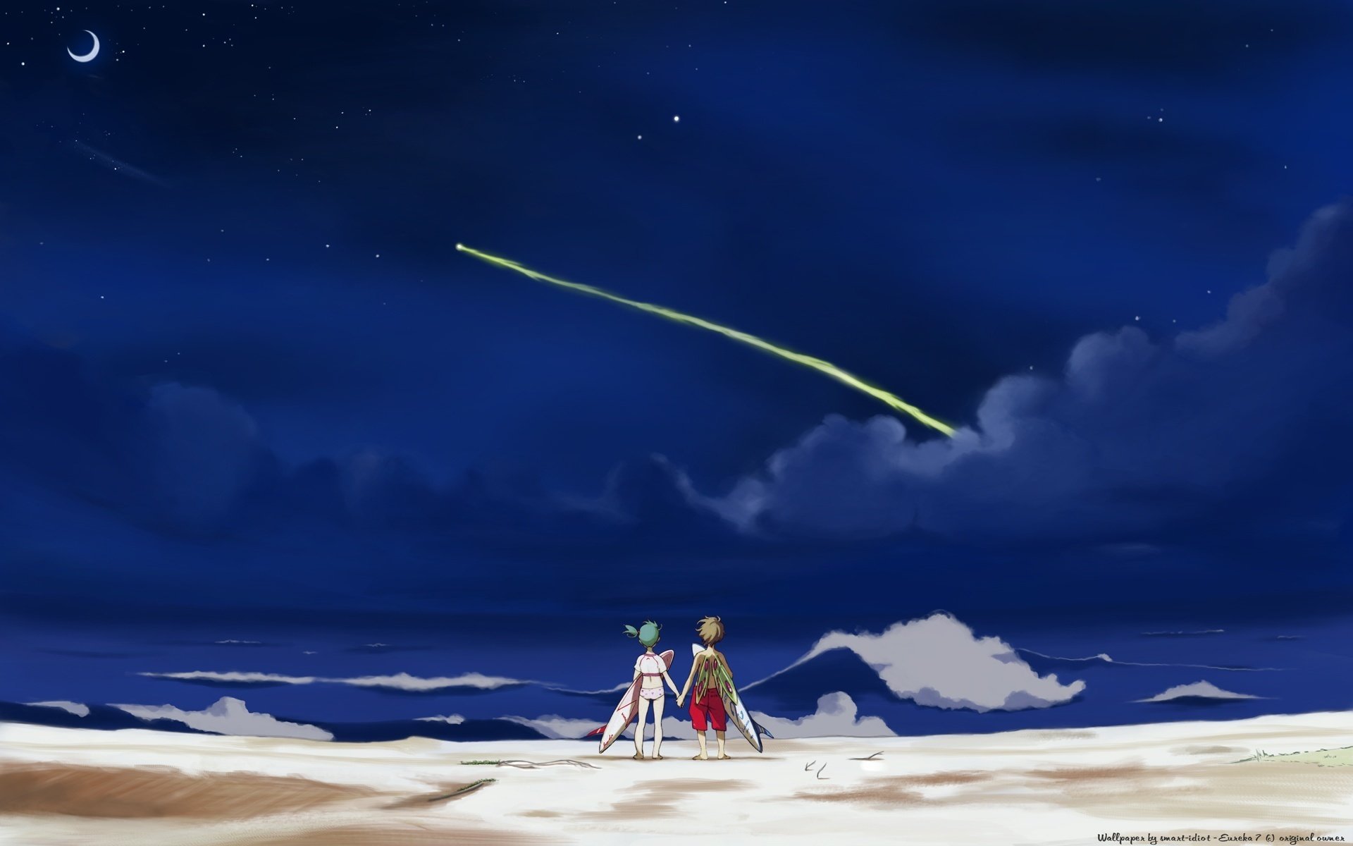 in-feed star couple by the sea wave drawings anime