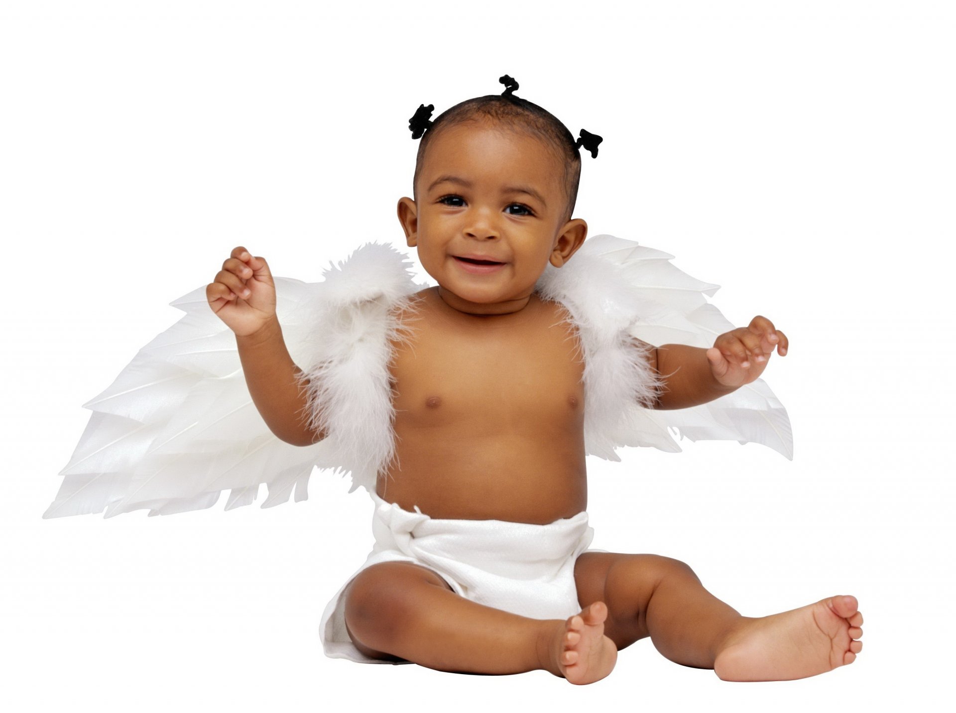 warthy kinder wings angel look smile girl hairstyle little black baby baby hands eyes face