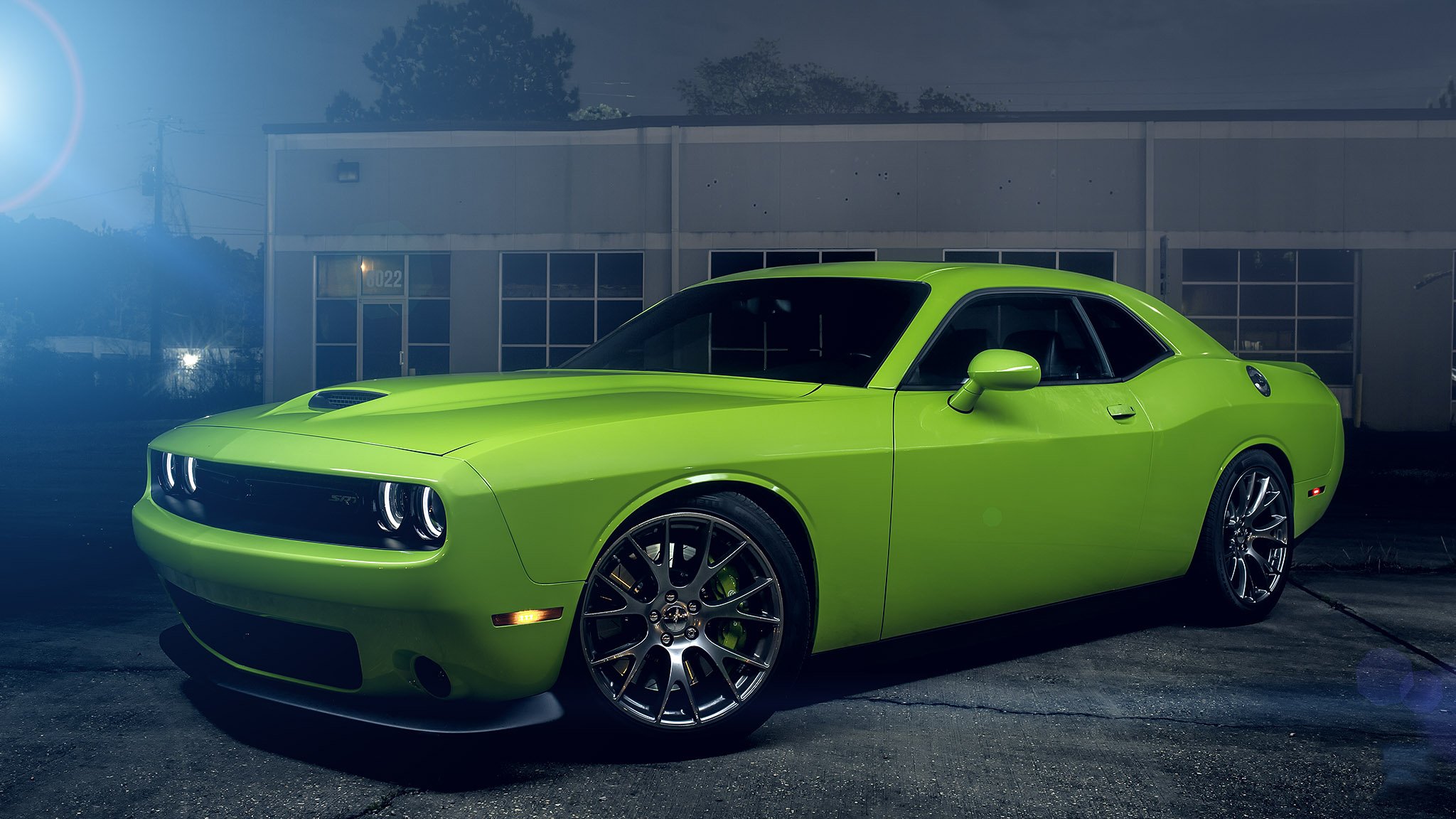 dodge challenger srt hell cat green color american muscle car