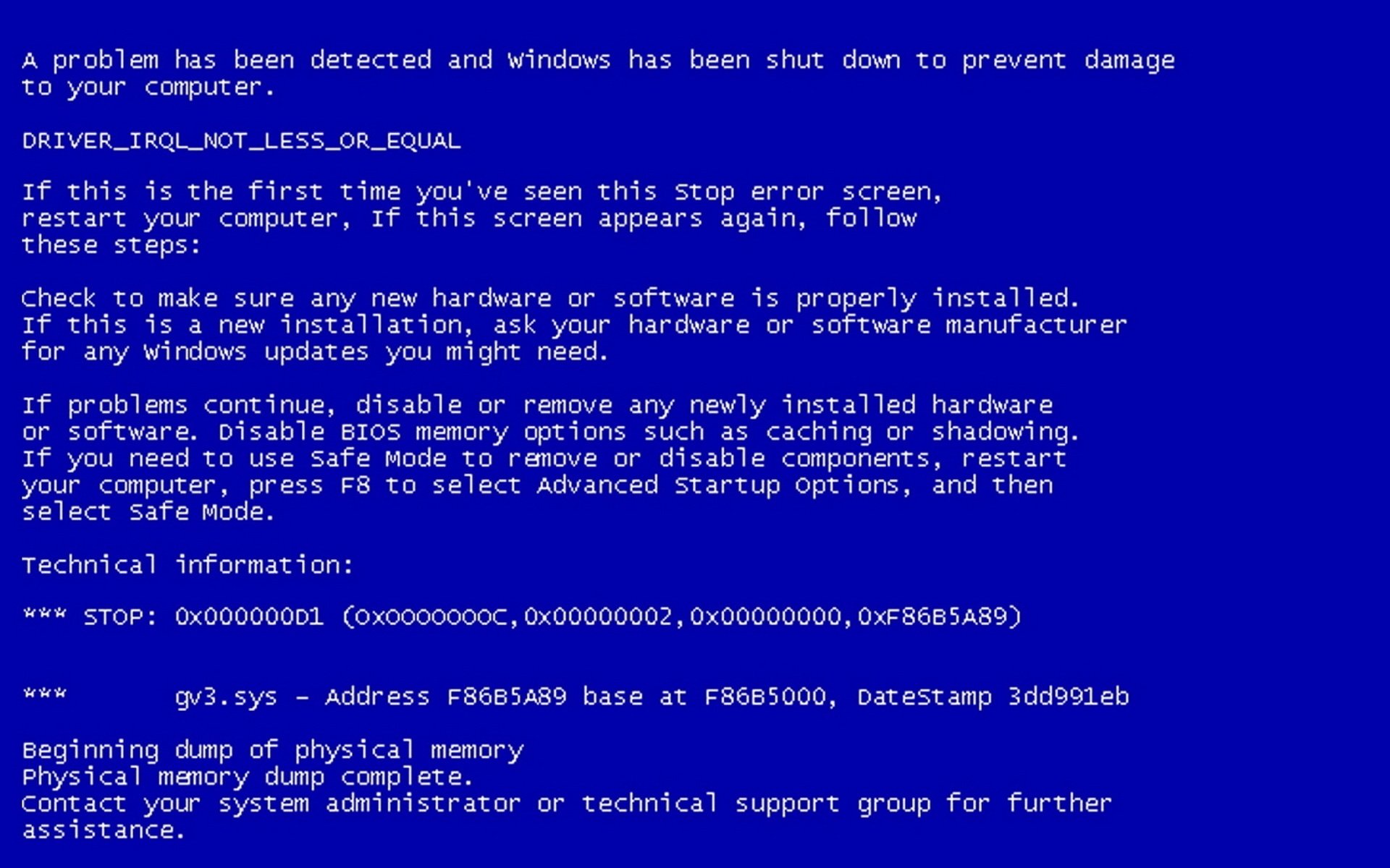 blue screen nightmare user death computer