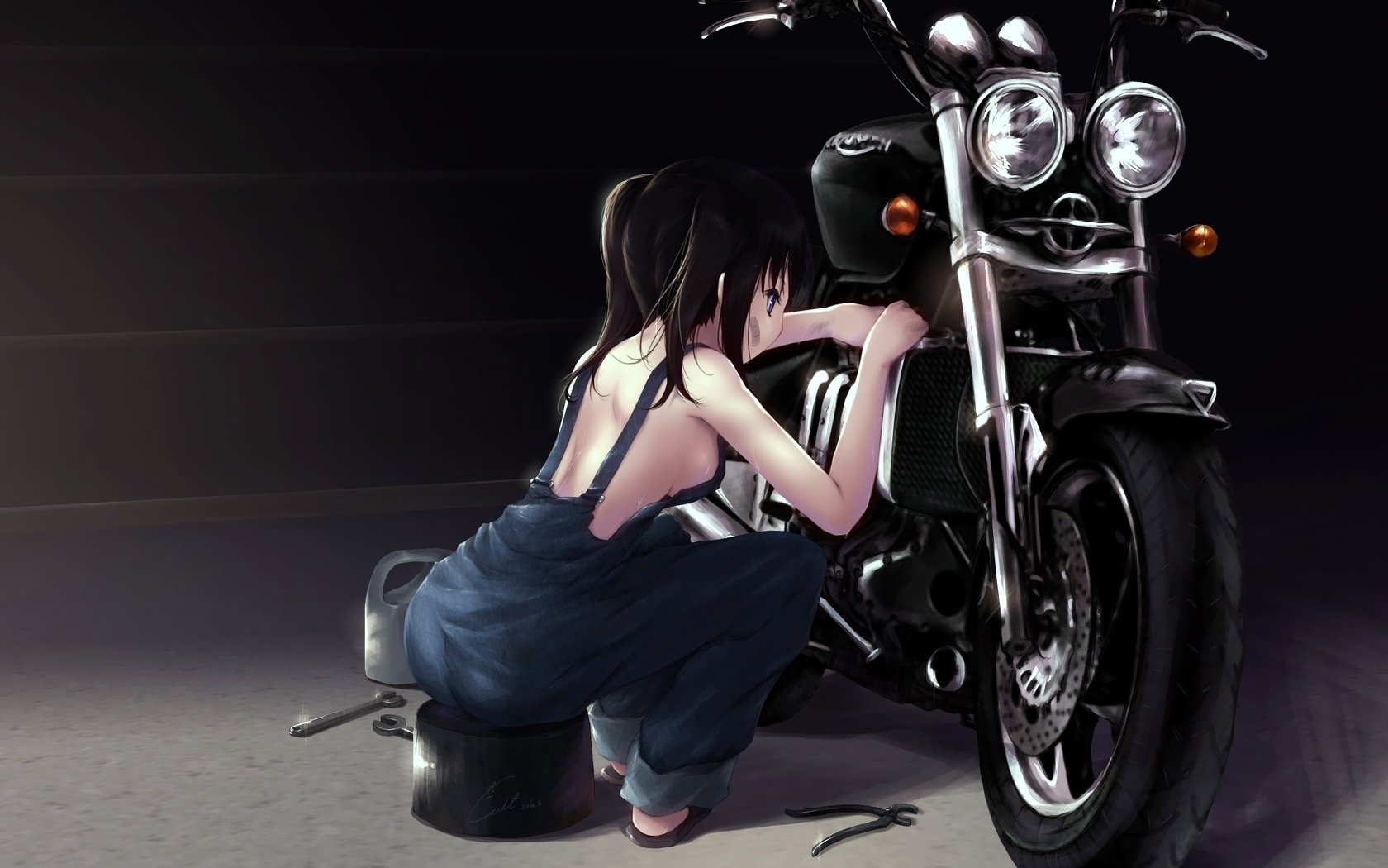 locksmith girl with a tool motorcycle moto drawings girls-a moto-a motorcycles-a