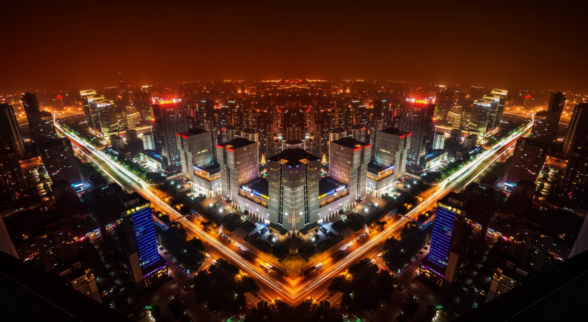 beijing china panorama night city