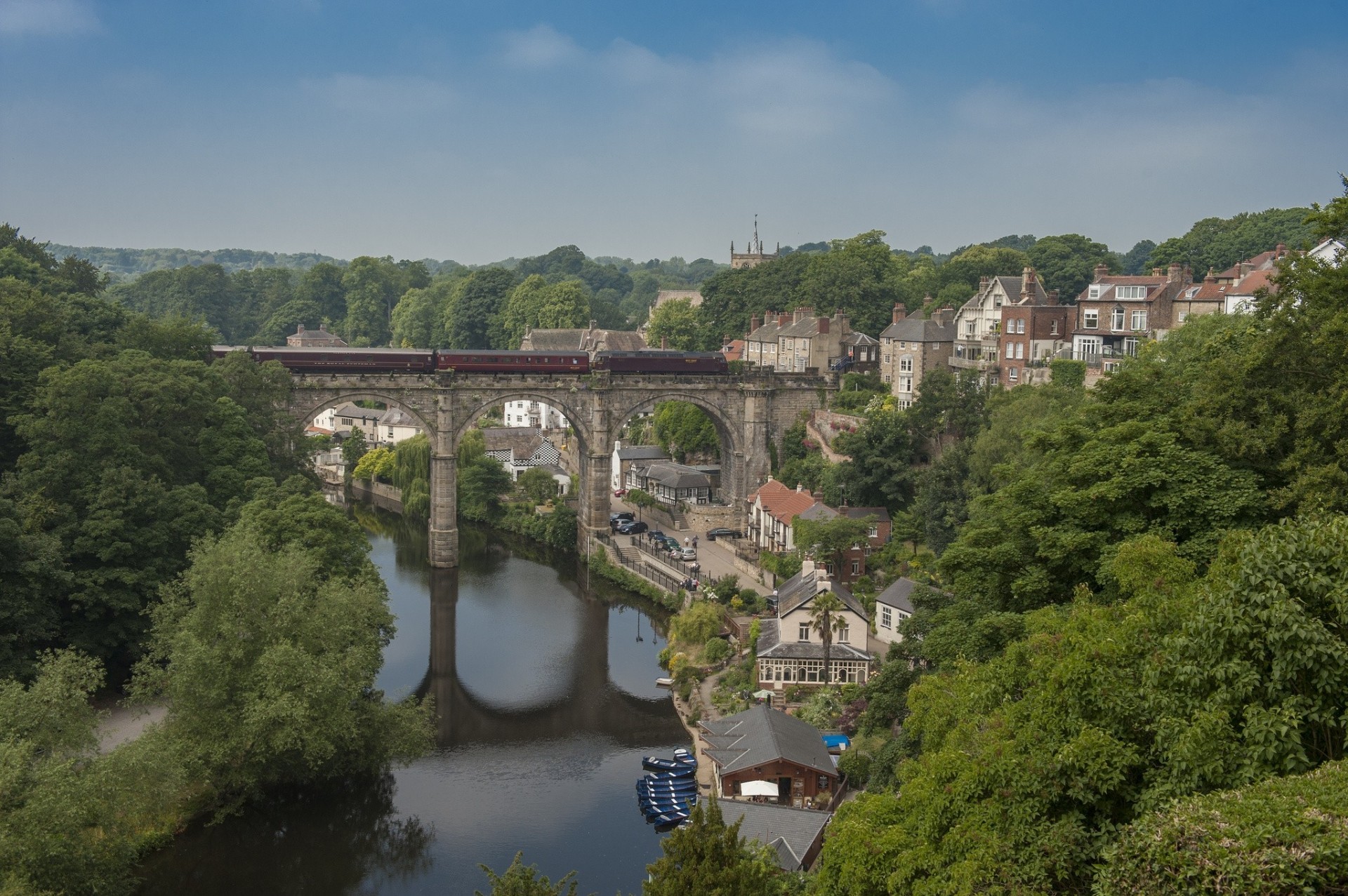 landscape river england bridge panorama train