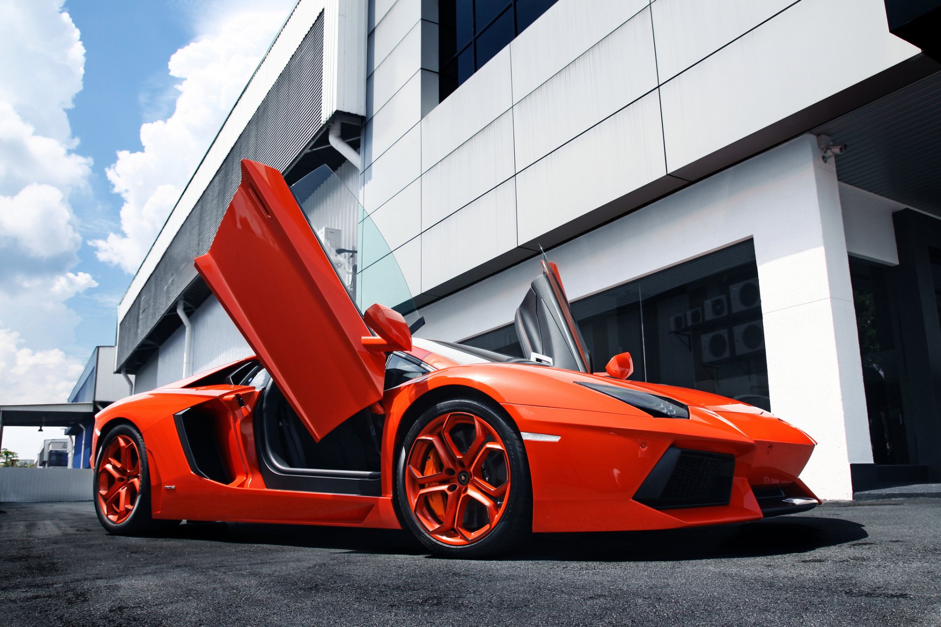 lamborghini aventador supercar orange building sky lamborghini aventador