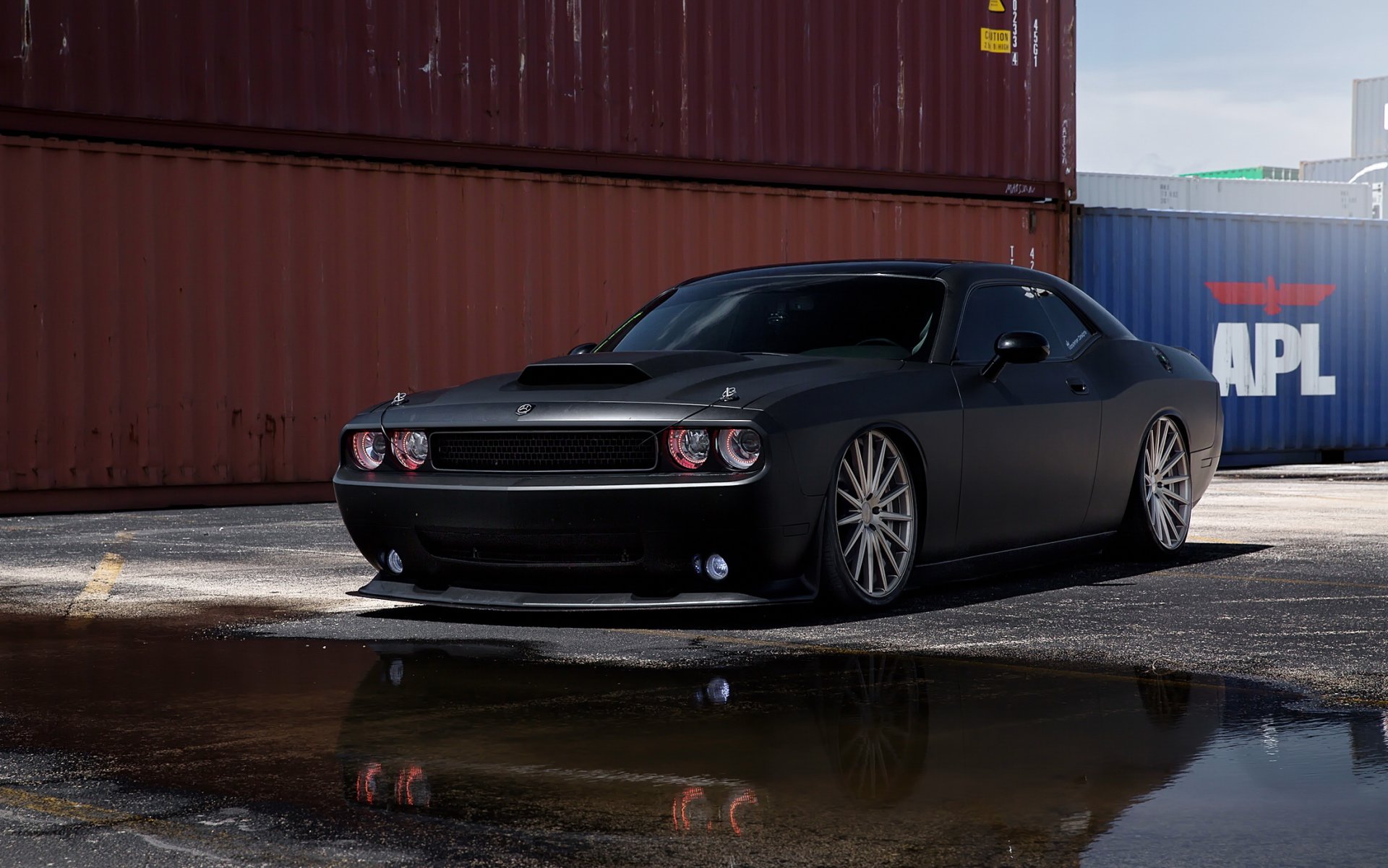 dodge challenger srt8 car tuning black matte muscle car