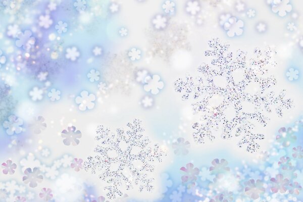 White festive snowflakes in the cold