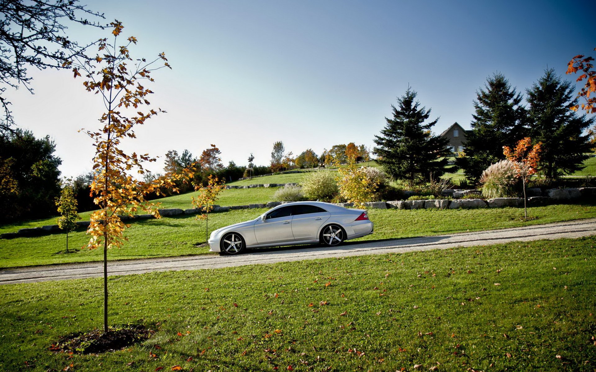 mercedes benz cls mercedes nature landscape vehicles road tuning