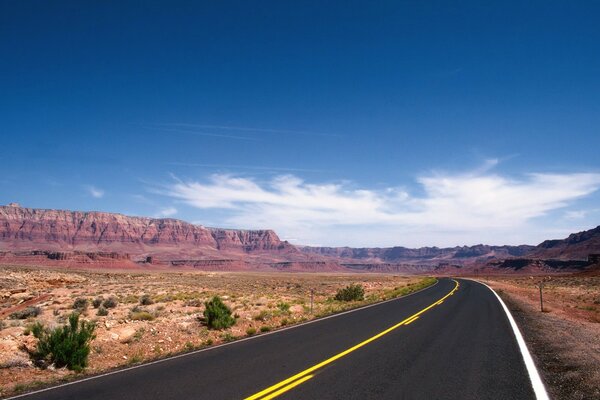 Clear highway in the middle of the desert