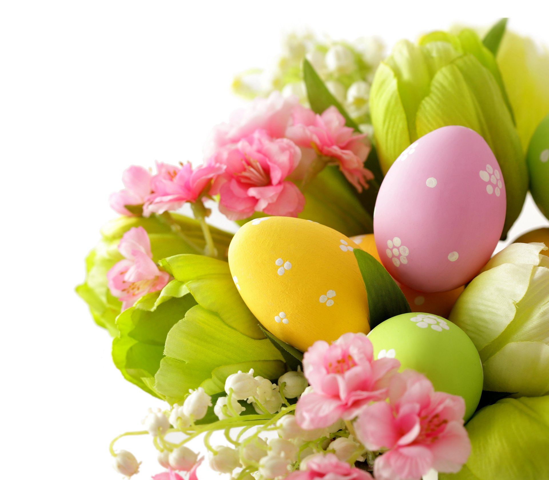 easter spring flowers tulips eggs pastel delicate flower lily of the valley