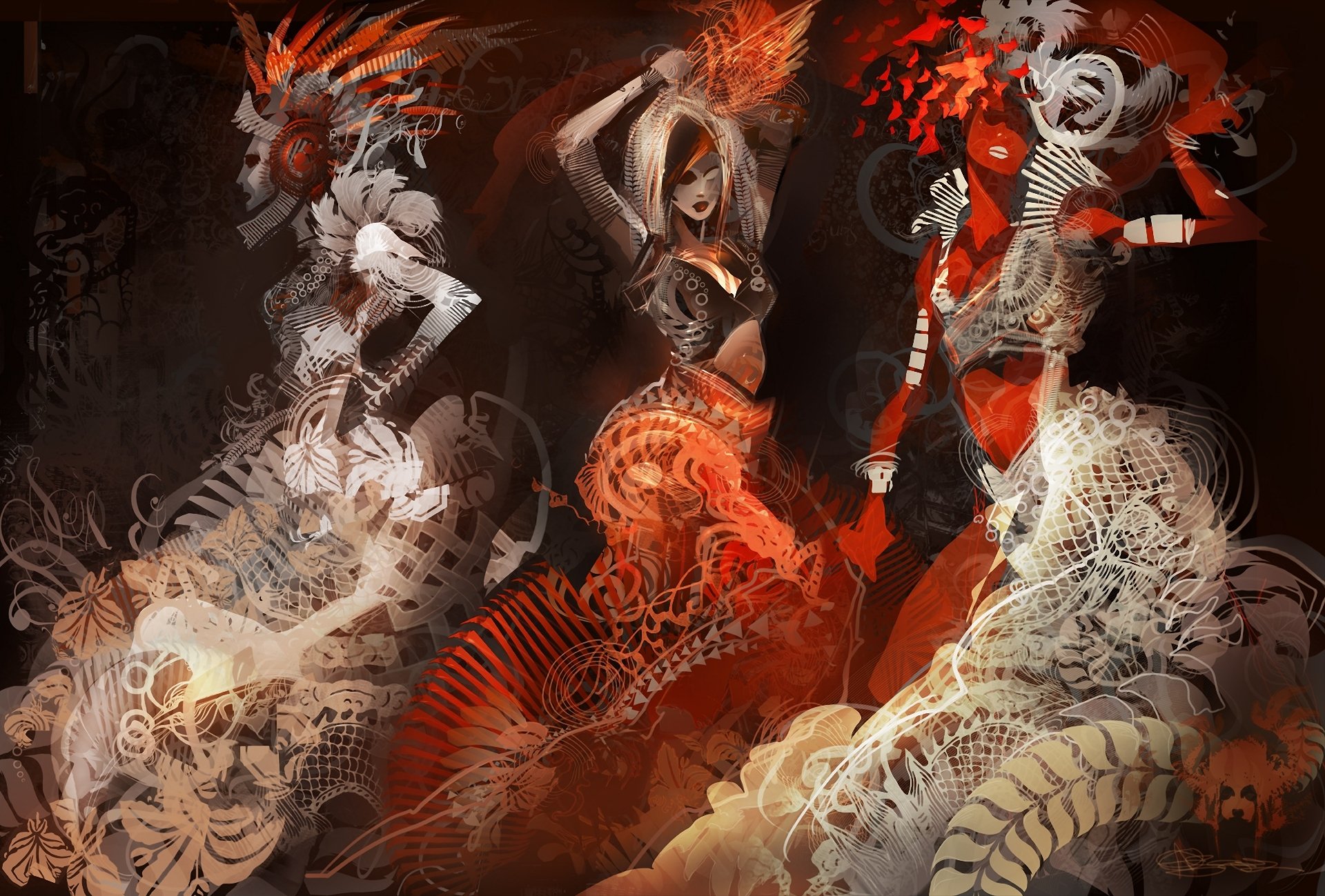 patterns girls curls flower background art