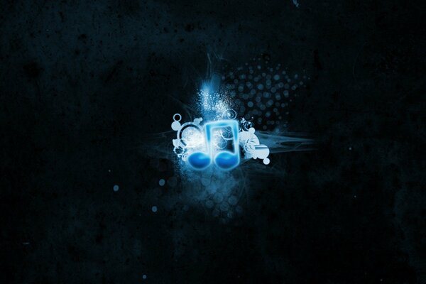 Blue music icon on dark background