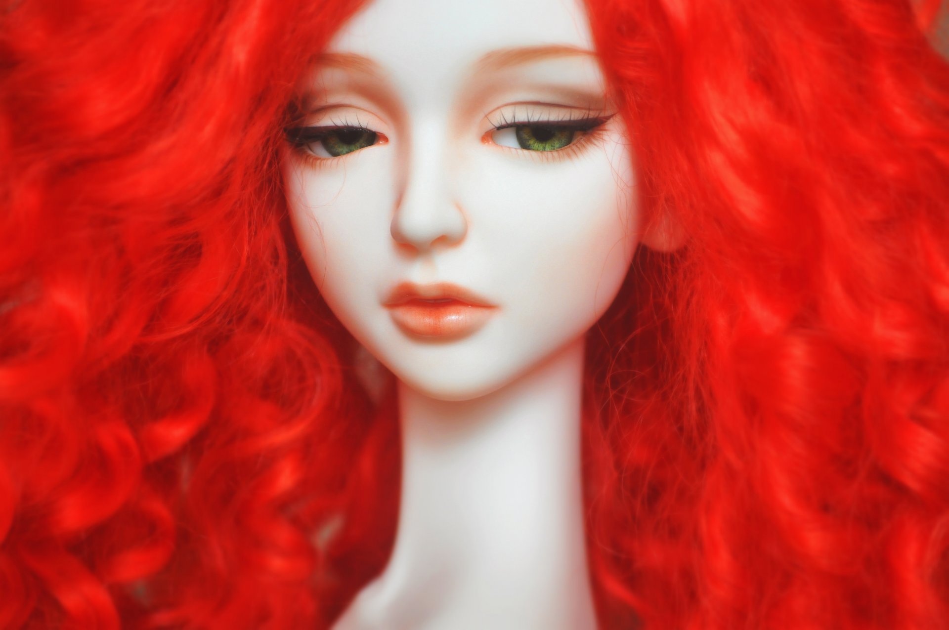 mood sadness doll eyelash face hair red