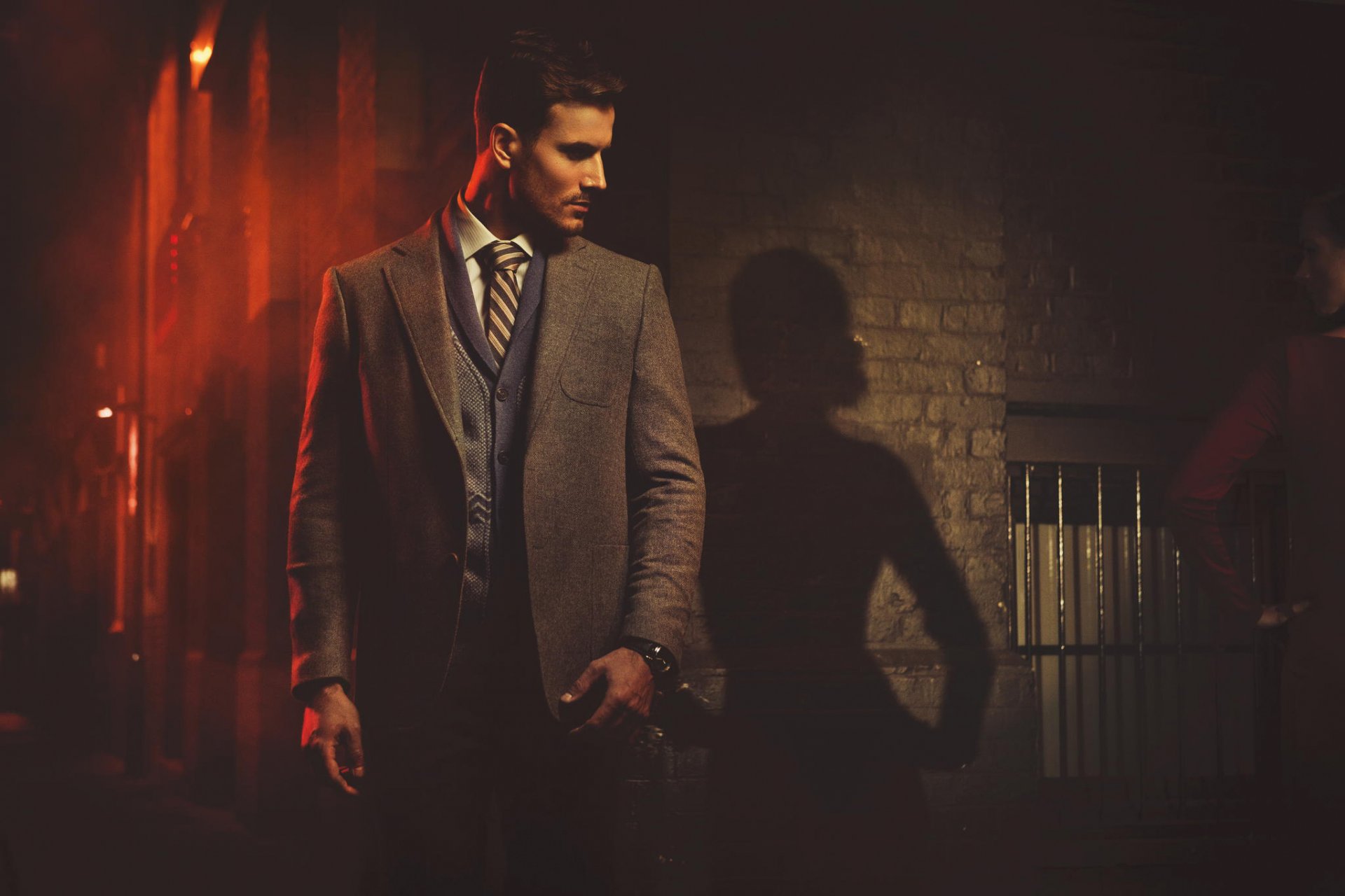 guy girl town street night shadow