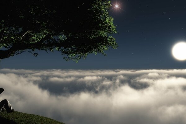 A man admires the night sky