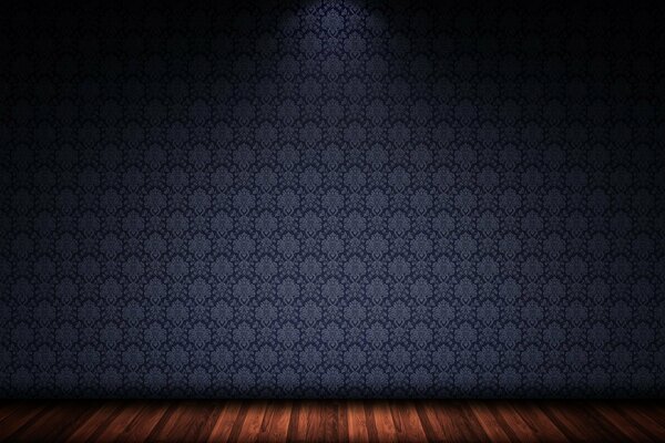 The wall with wallpaper and parquet look beautiful