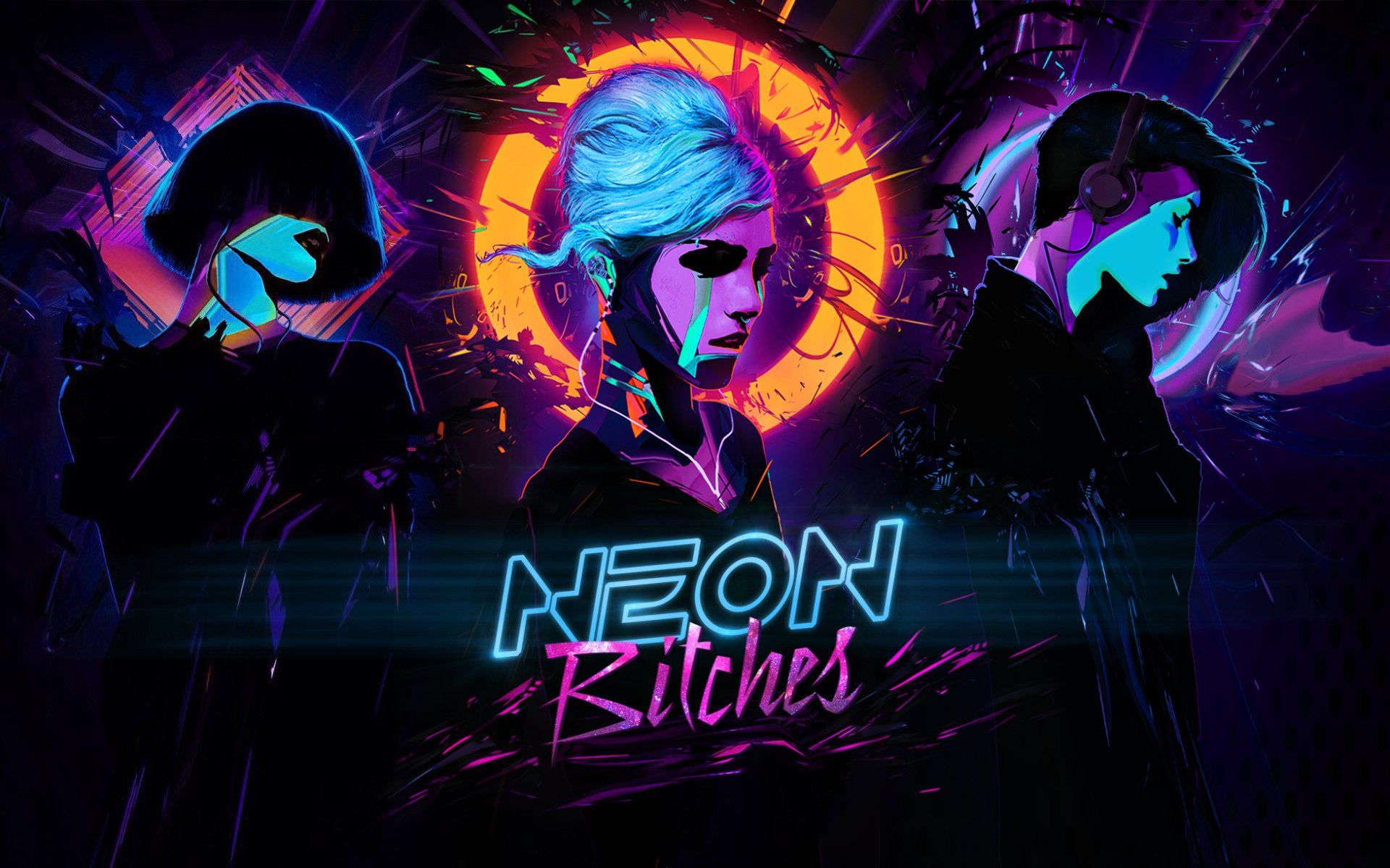 neon bitches synthwave bitch girl music cyberpunk