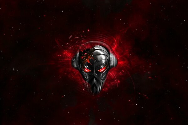 Space skull in headphones