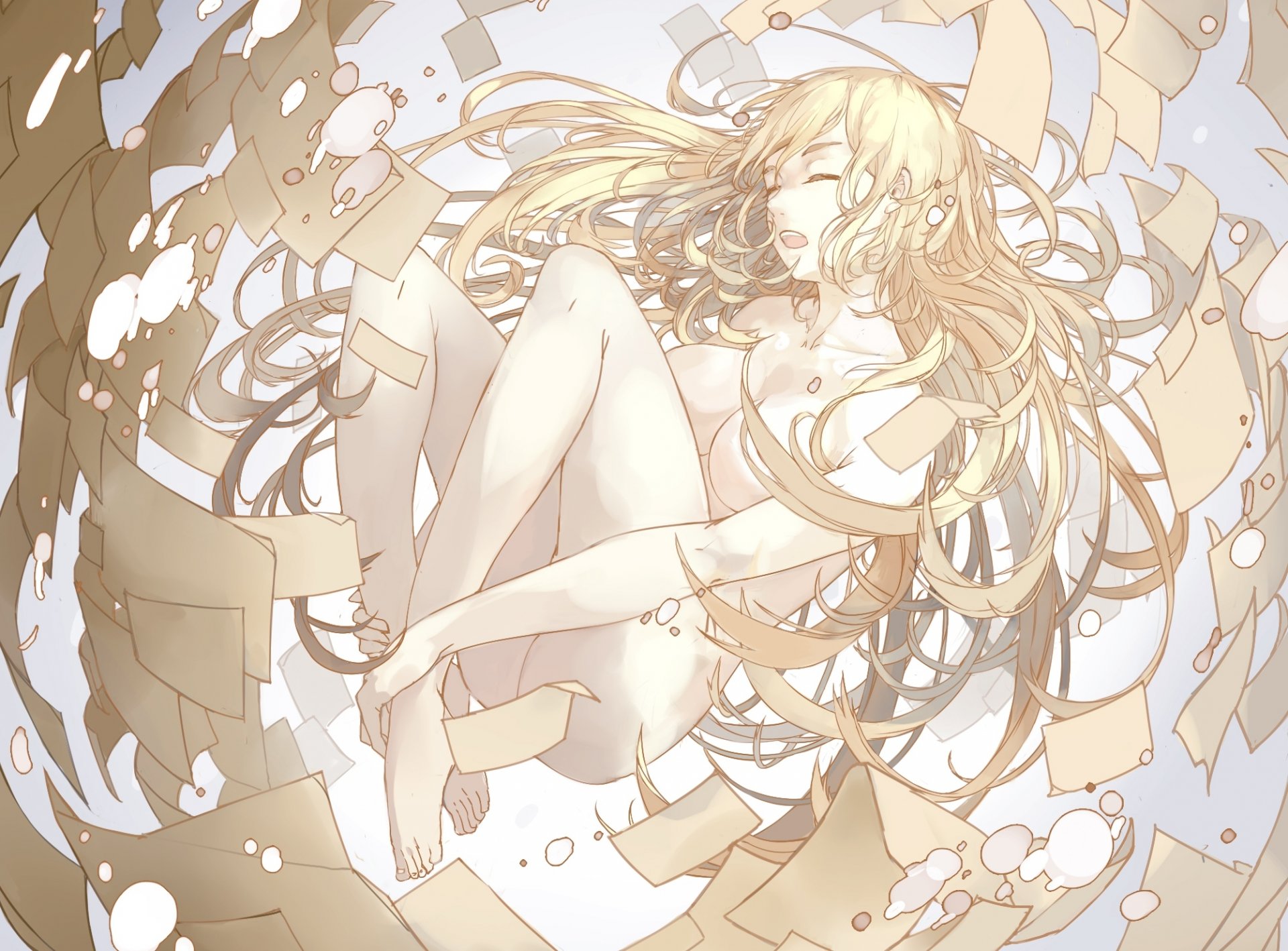 art nine girl naked anime paper breast