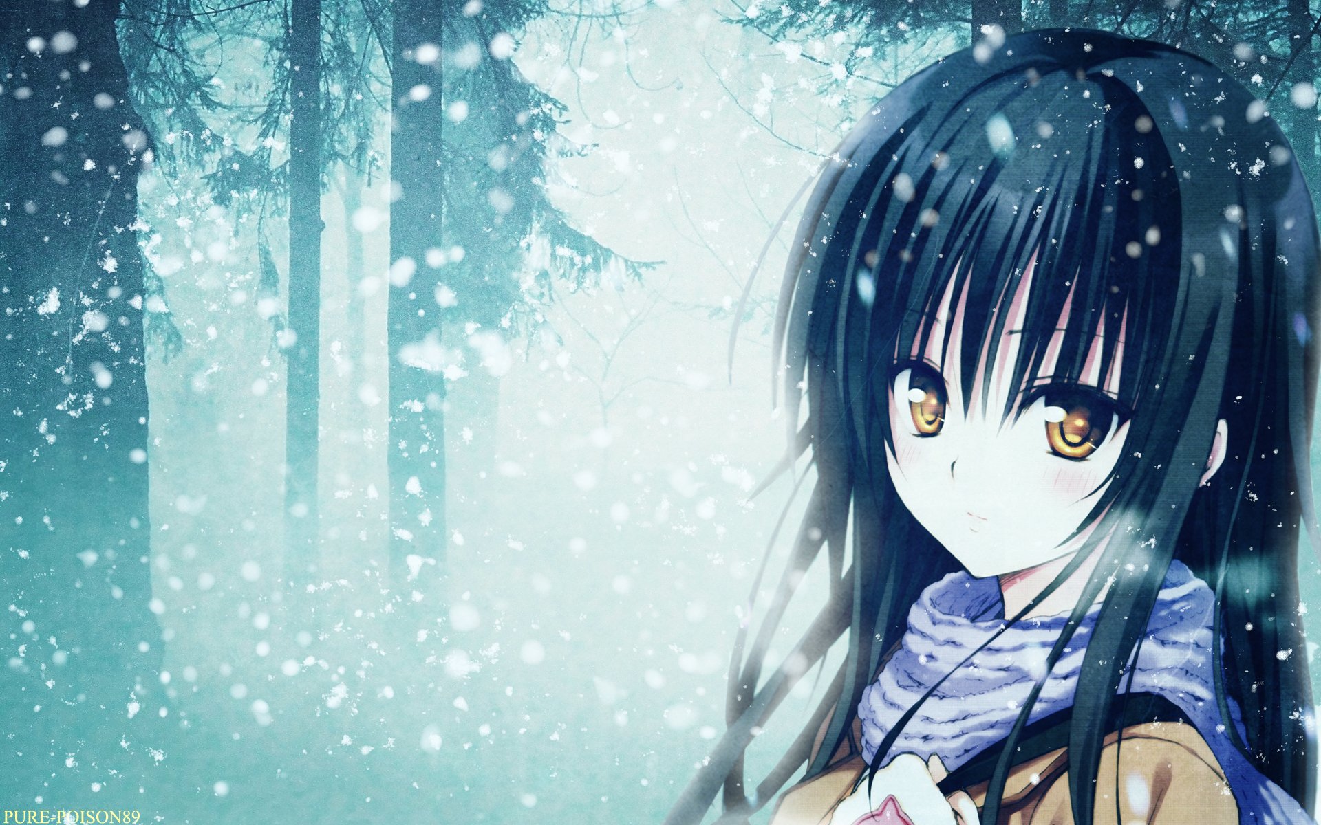 girl to love ru kotegawa yui anime snow forest scarf
