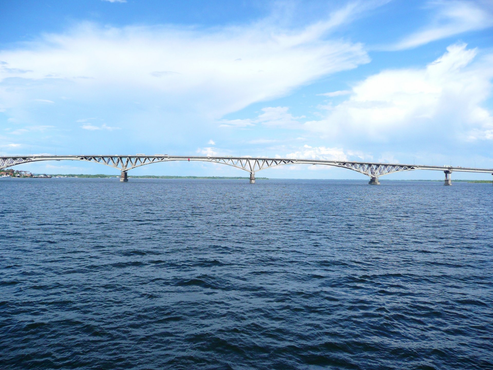 aratov river volga bridge sky cloud
