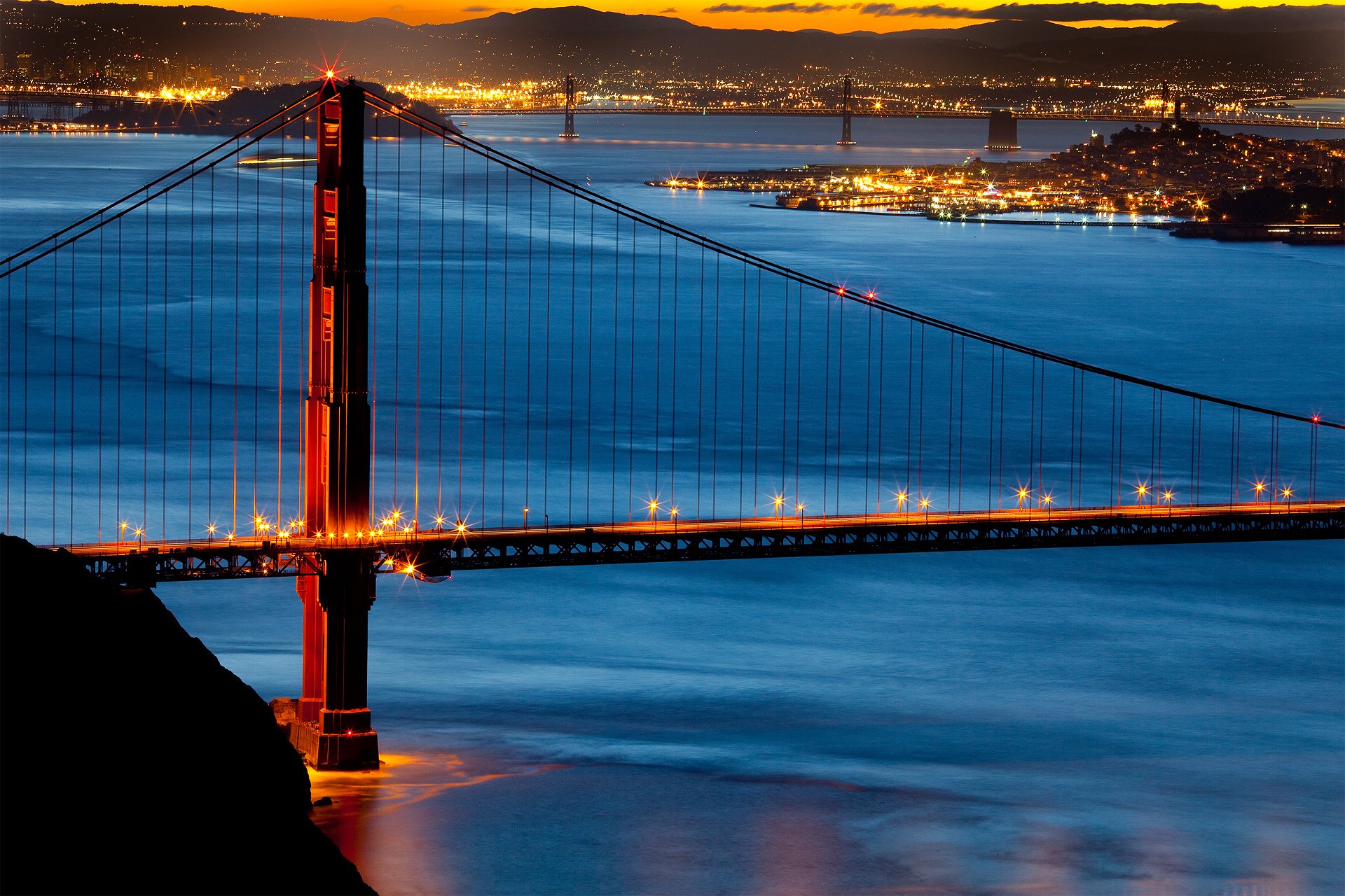 united states town san francisco bridge golden gate morning light