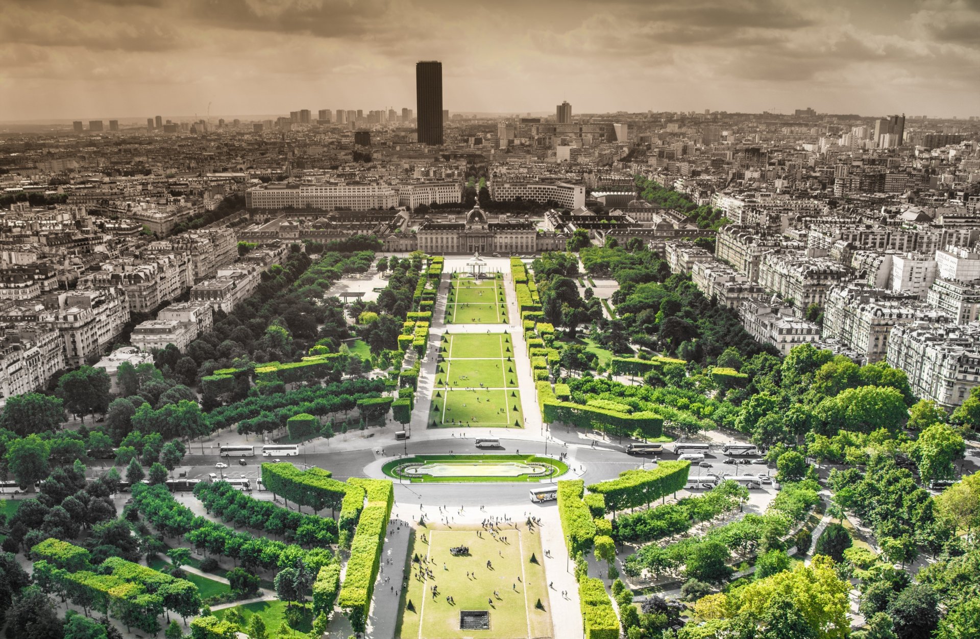 france paris panoramic view of the city skyline trees park skyline building