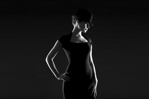 Beautiful model in black and white photo