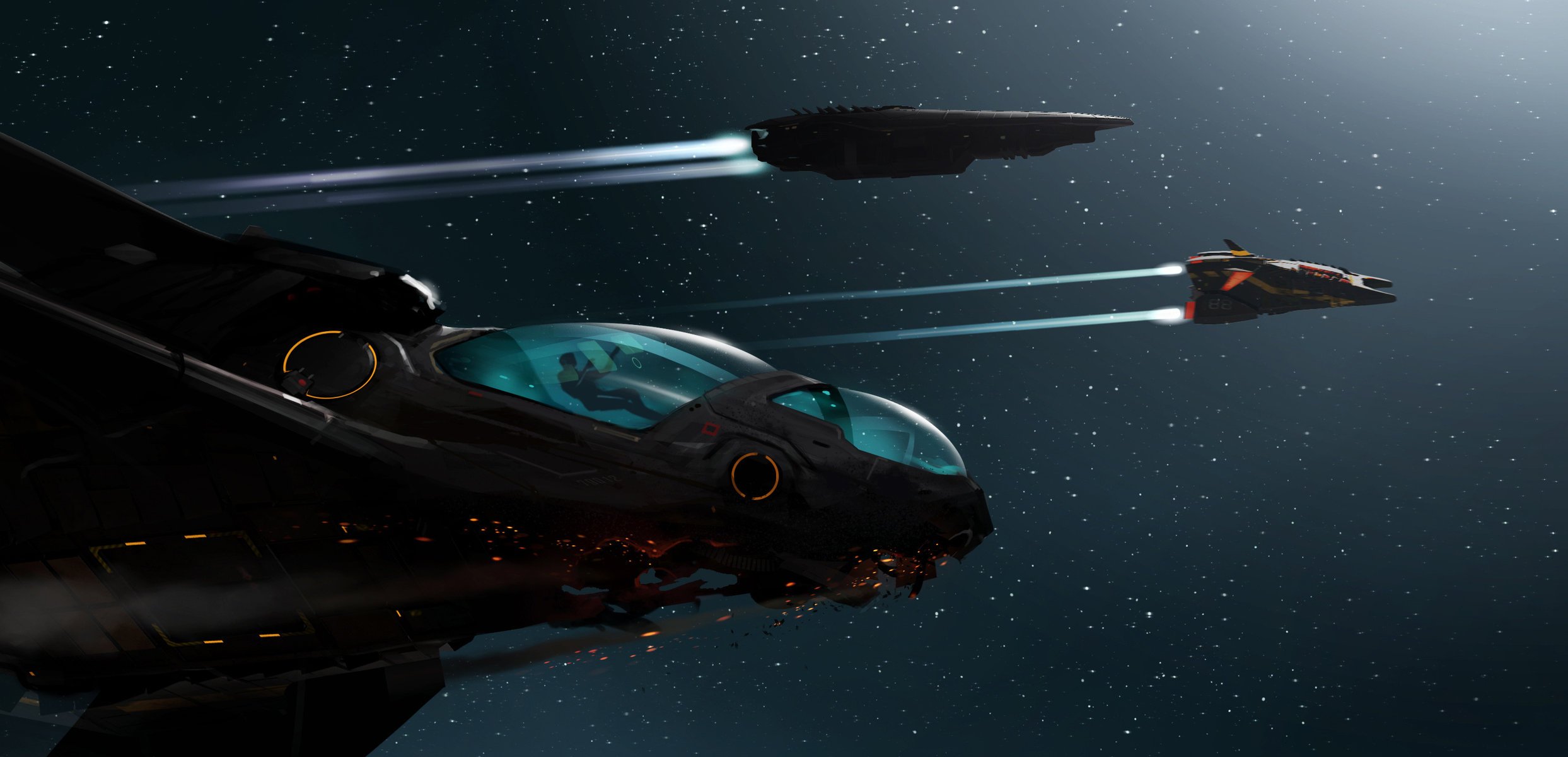 ryvax art dangerous space flight elite stars ship