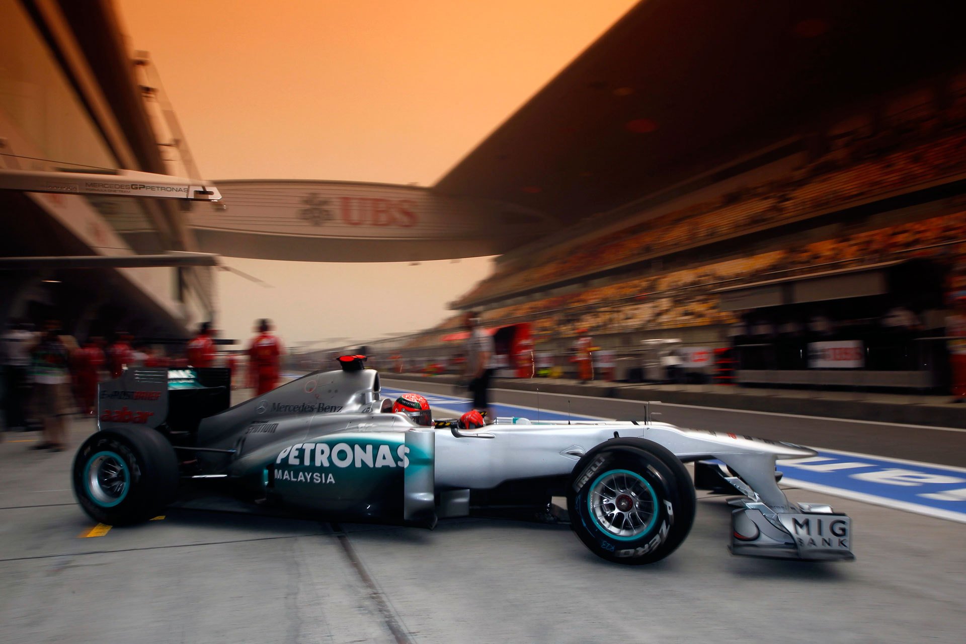mercedes gp petronas formula one team car michael schumacher chinese grand prix 2011 track international circuit shanghai shanghai international circuit rostrum pitlane boxes formula 1 f1 formula-1 photo sport wallpaper