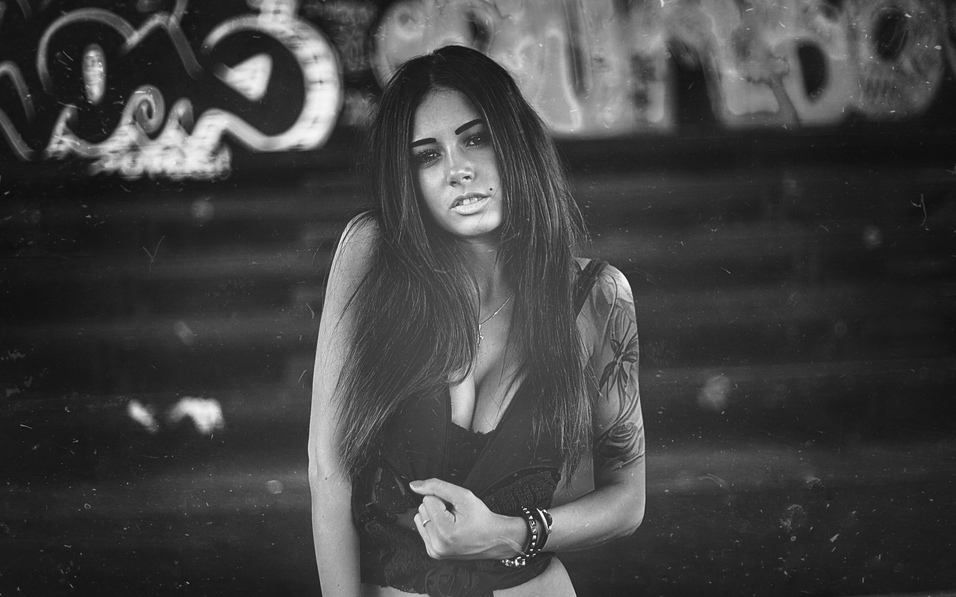 diane malison black and white chest tattoo sexy