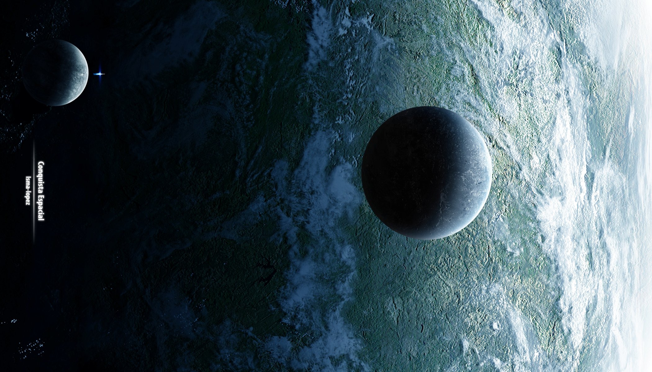 planet satellites light shadow