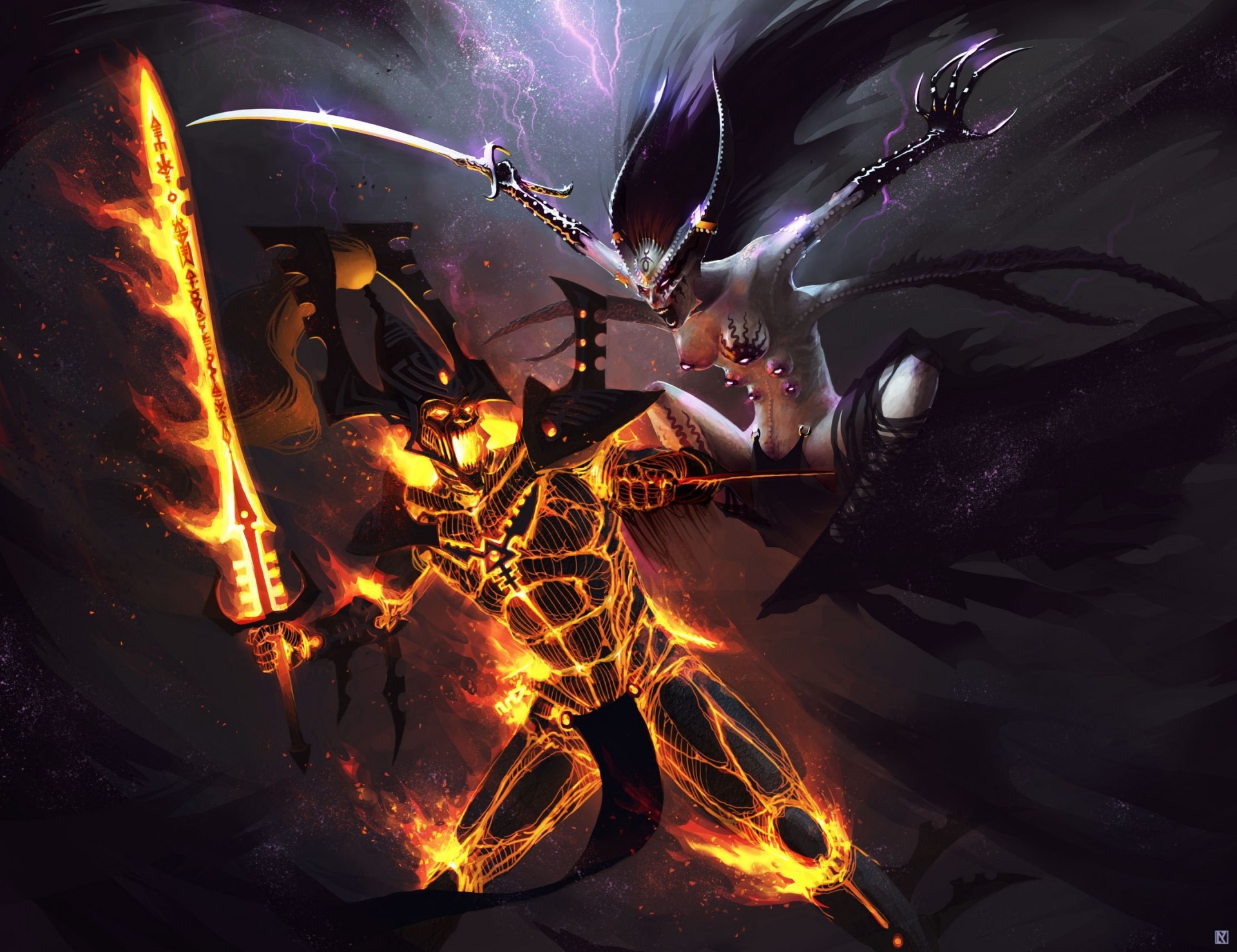 avatar chaos warhammer 40k keeper of secrets eldar fight demon