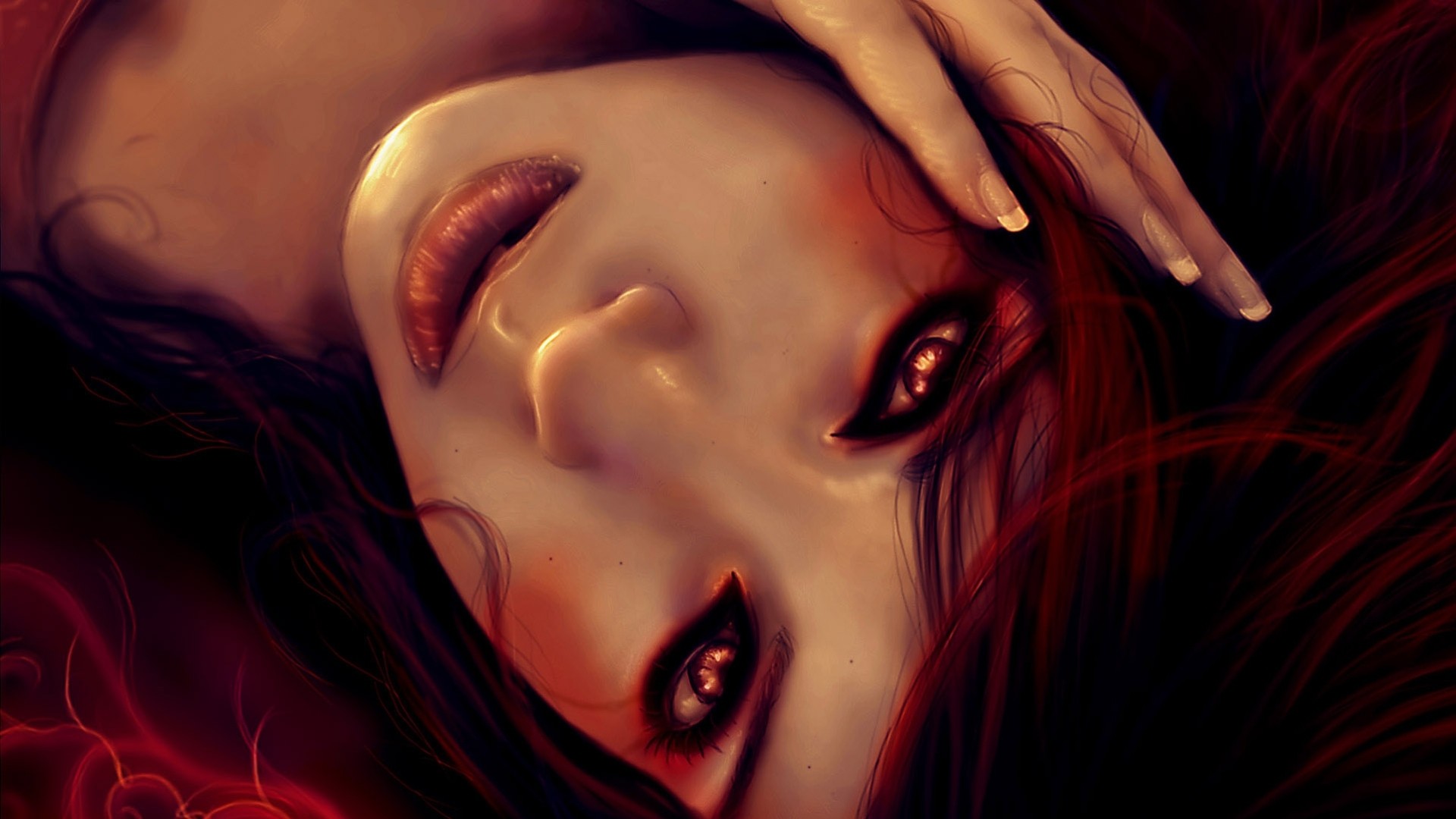 face girl views devil
