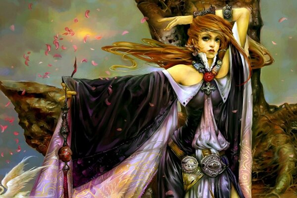 Girl hero at the beauty tree