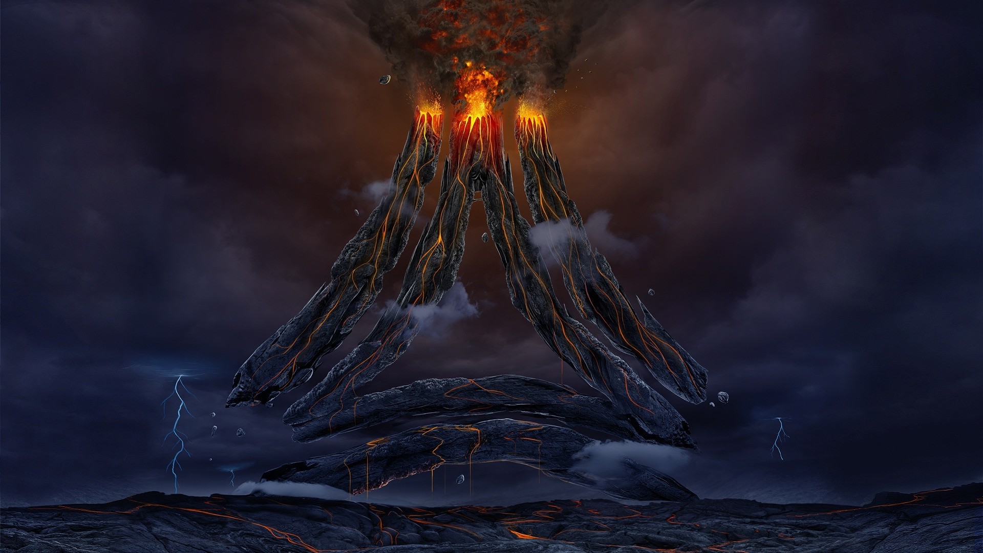 fiction art lava volcano