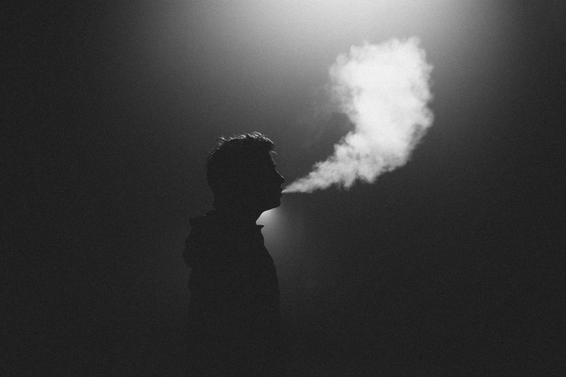 men smoking silhouette light smoke