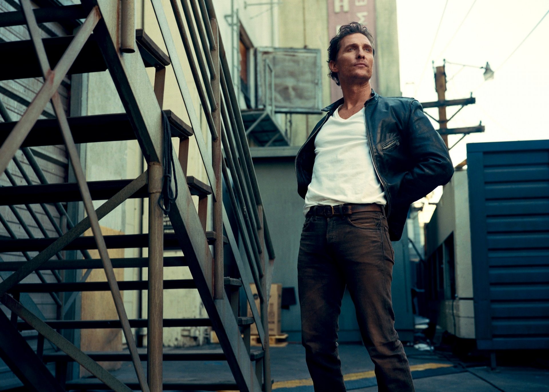 matthew mcconaughey actor men view stairs street