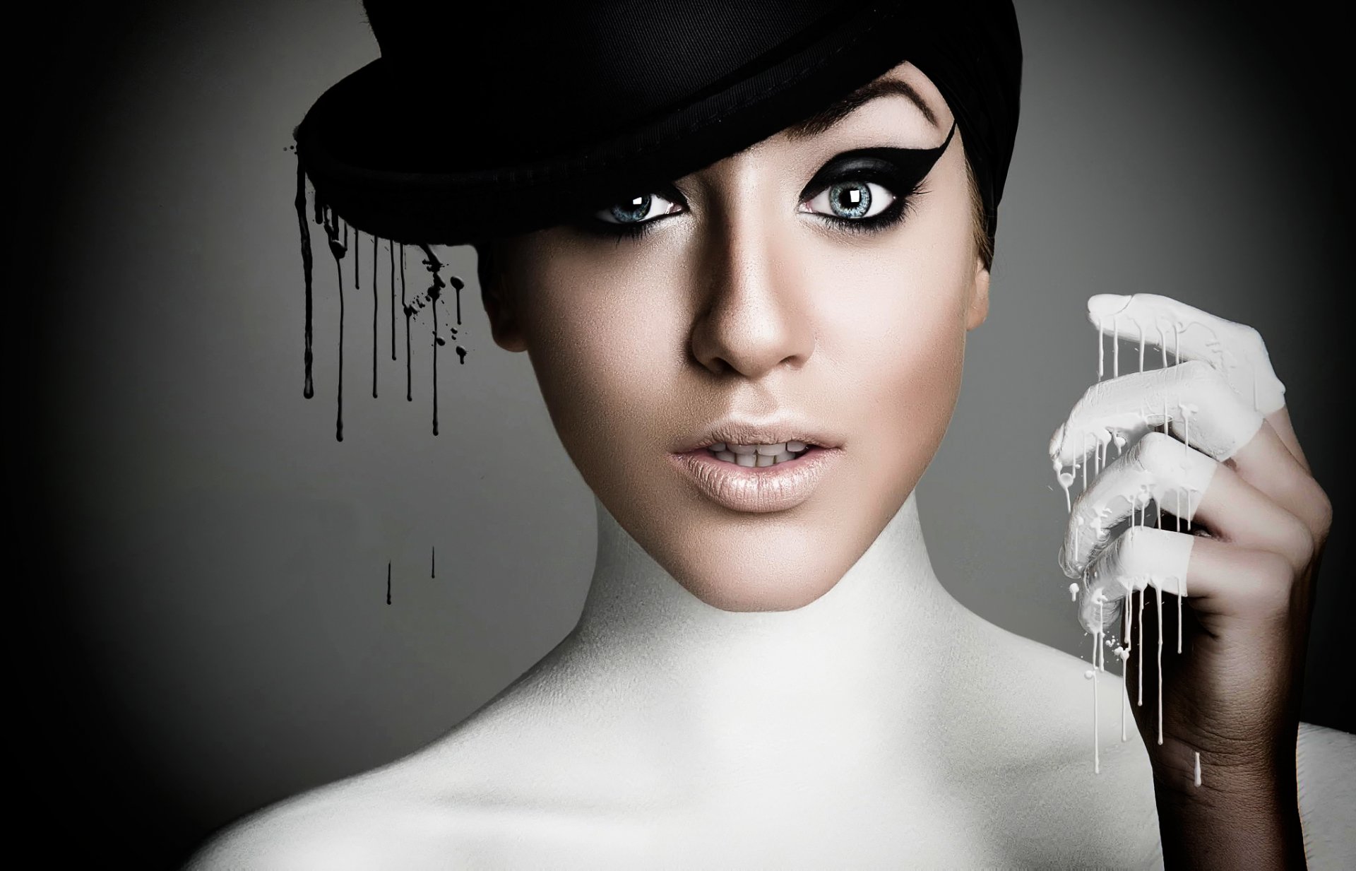 portrait girl paint drops style