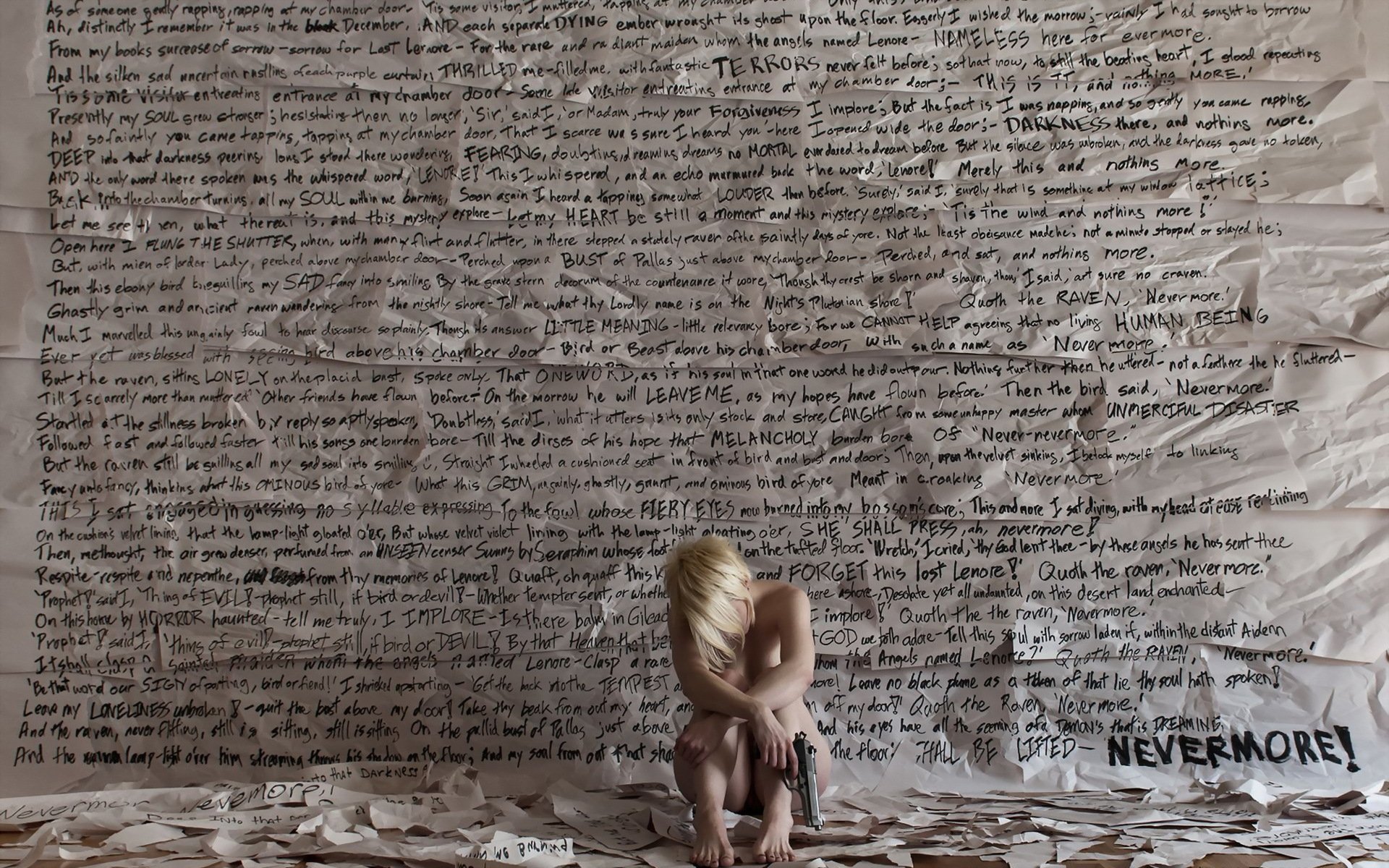 girl gun wall the situation