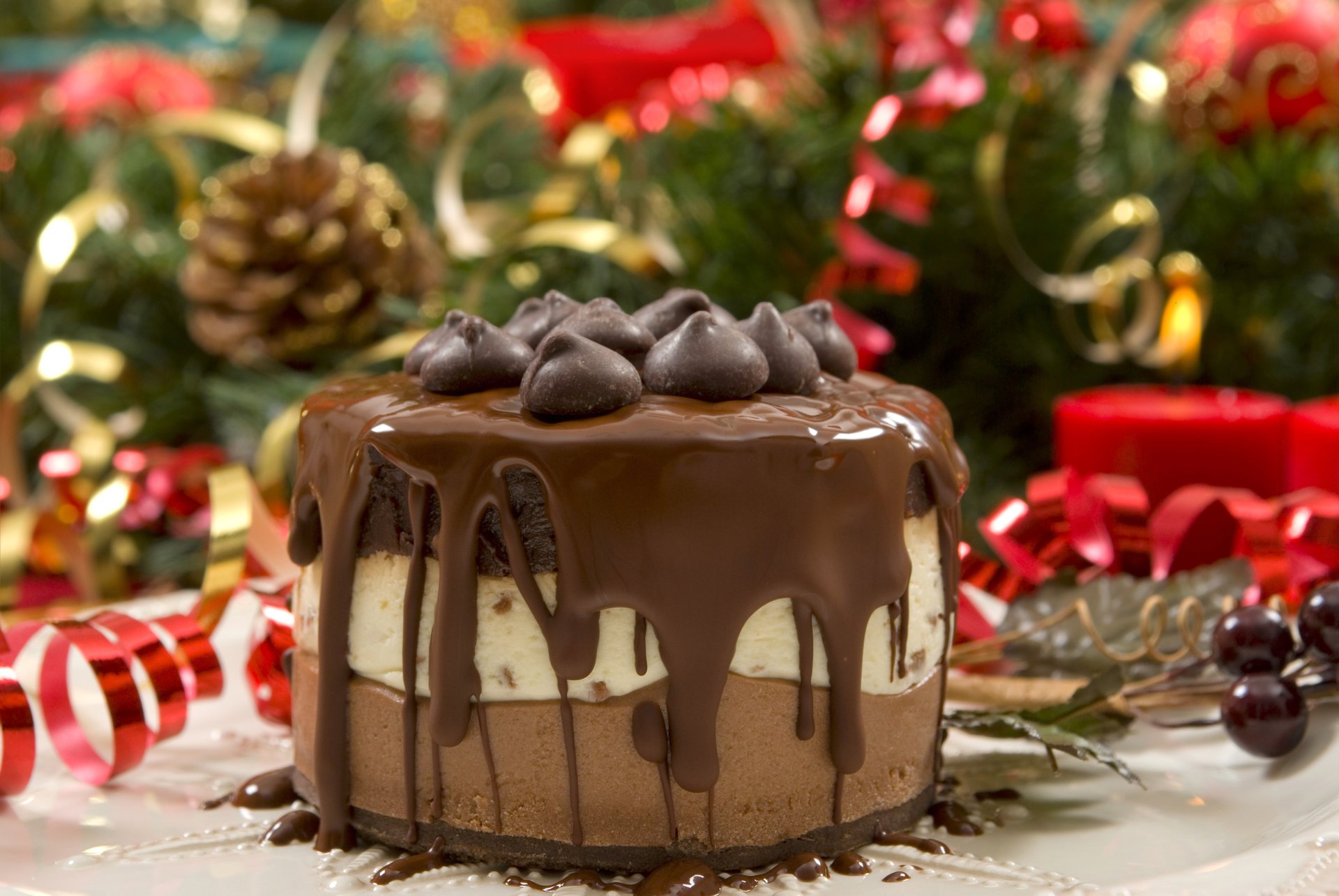 dessert new year cake layers cream chocolate new year