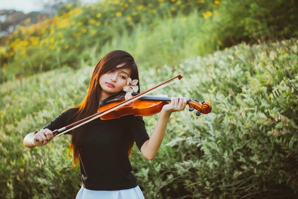 Beautiful girl playing the violin