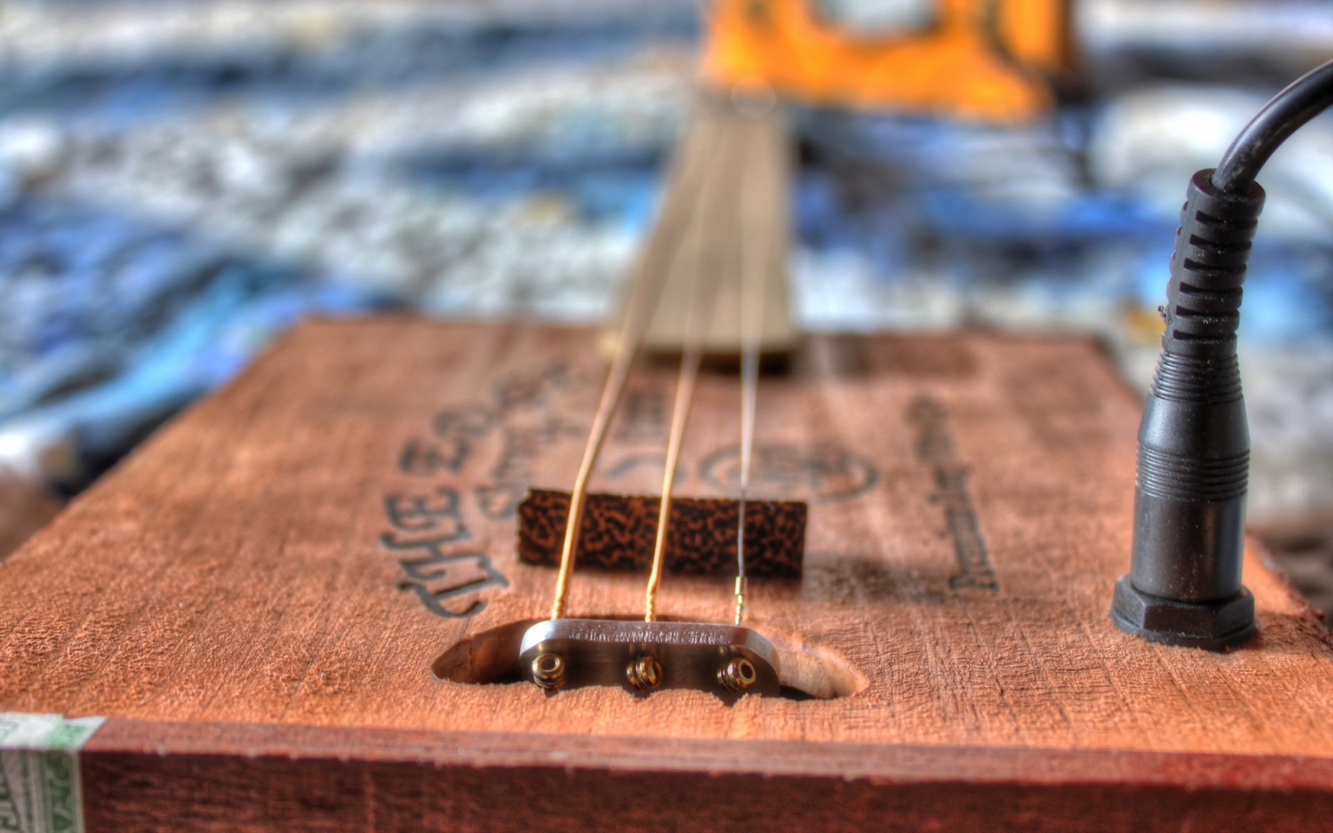 cigar box guitar bokeh music