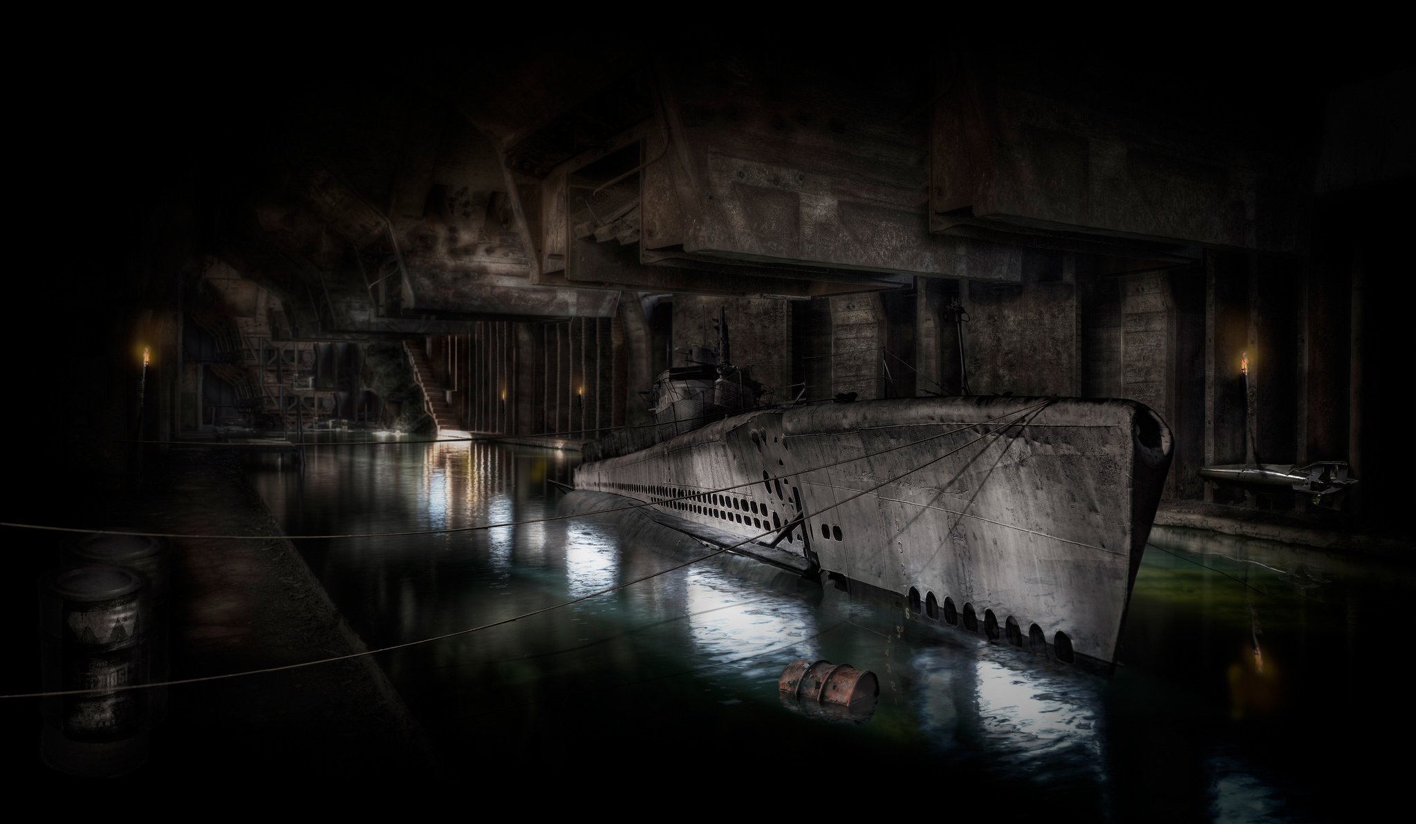 underwater submarine dock shelter