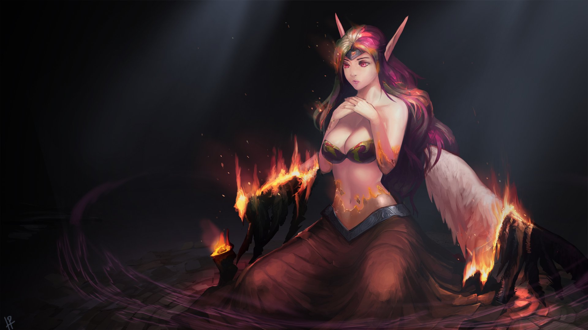 art morgana league of legends girl wings demon fire