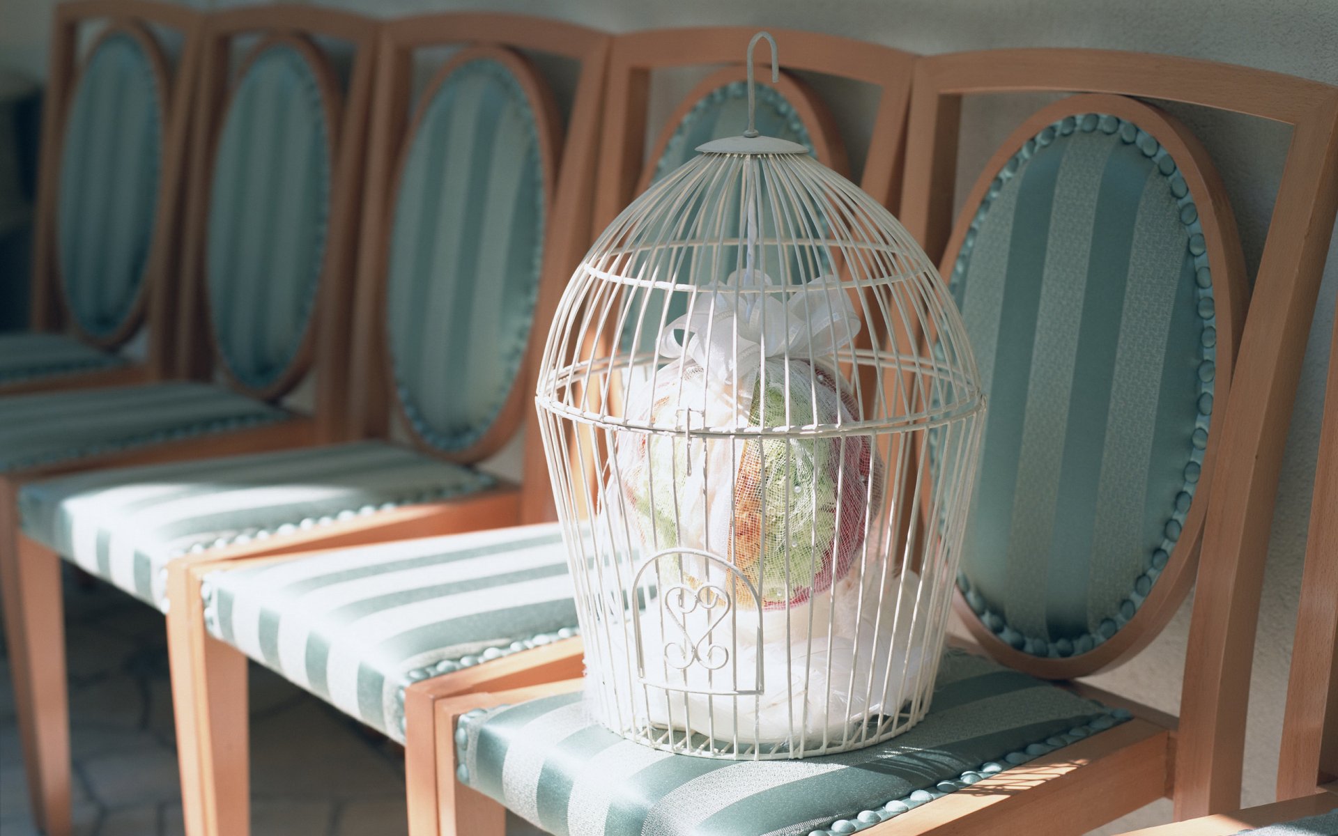 holidays weddings cage bouquet flowers flowers bow bow ribbon chairs armchairs background wallpaper