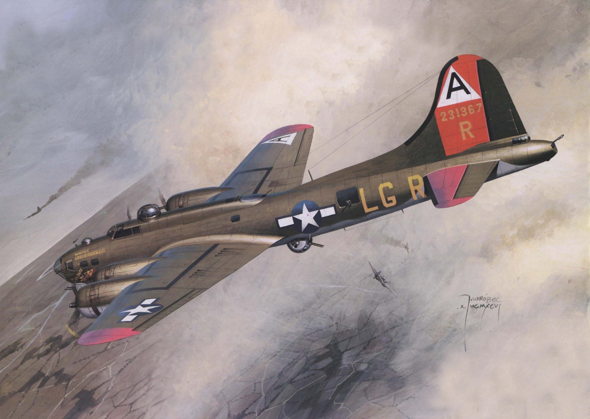 art sky dogfight american bomber ww2 picture