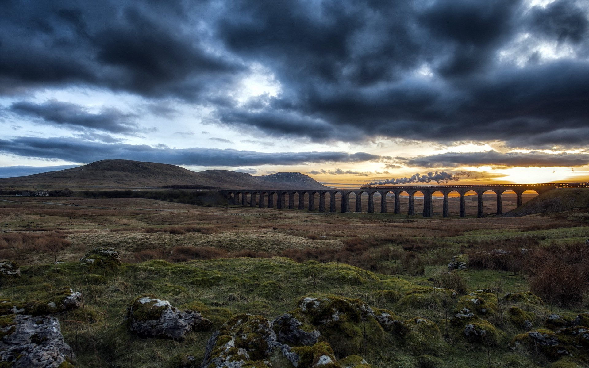 united kingdom england chapel le dale bridge train