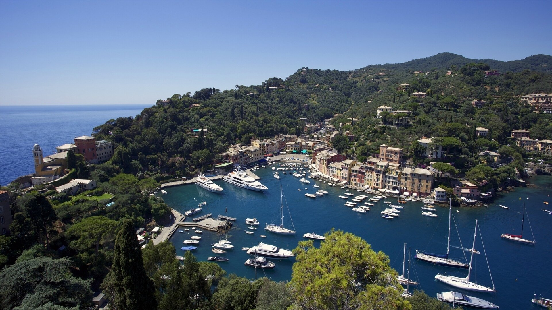 portofino liguria italia ligurian sea italy bay yacht panorama of the boat coast