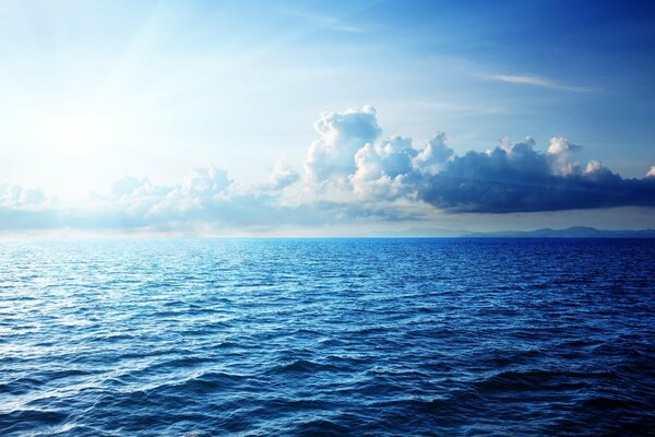 Blue Caribbean sea and clouds