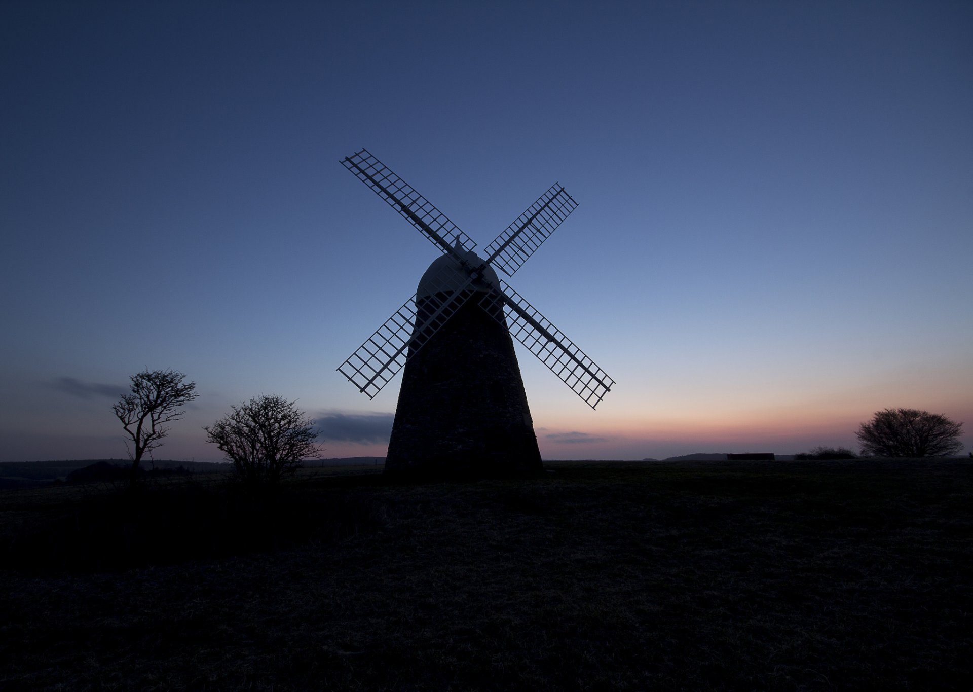 the field mill tree night twilight sunset sky cloud